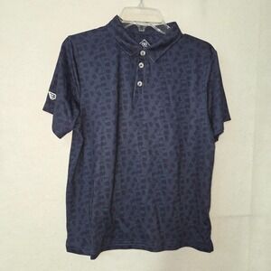 Burlebo Performance Polo Kids XL 14/16 Geometric Flag Print Stretch Short Sleeve